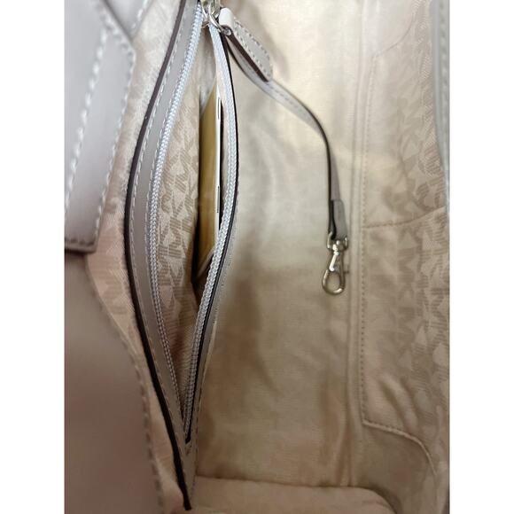 Michael Kors NWT Hamilton Leather Satchel Purse Bag in Pure Gray Ballet Pink - Picture 6 of 13